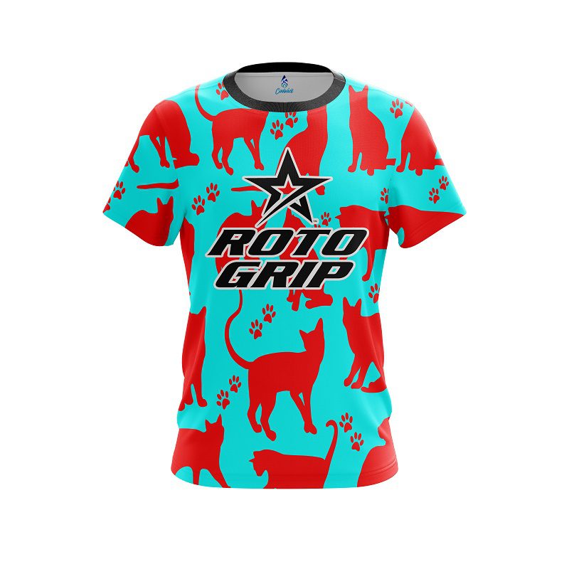 Roto Grip Aqua Red Cat CoolWick Bowling Jersey