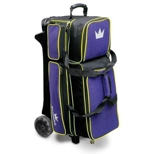 Brunswick Crown 3 Ball Triple Roller Bowling Bag Purple Yellow
