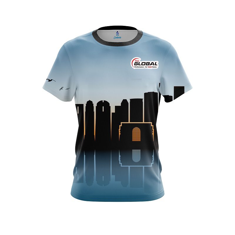 900 Global Houston Skyline Wave CoolWick Bowling Jersey