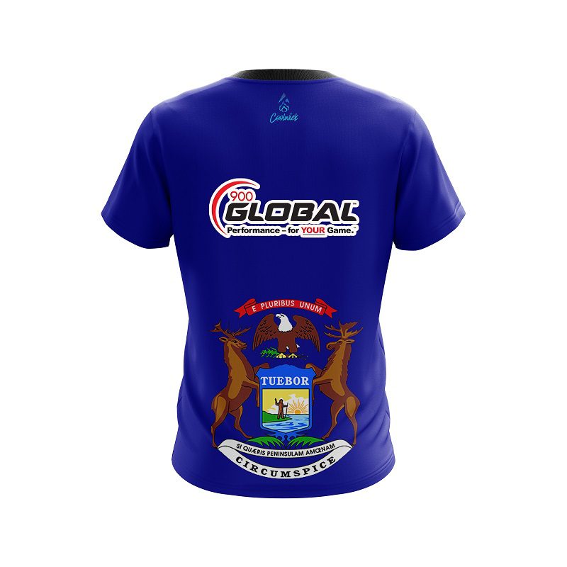 900 Global Michigan Flag CoolWick Bowling Jersey - Image 2
