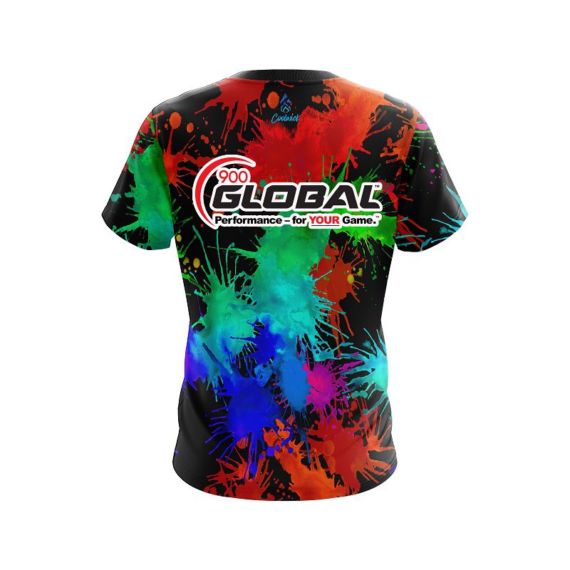 900 Global Paint Splatter CoolWick Bowling Jersey - Image 2