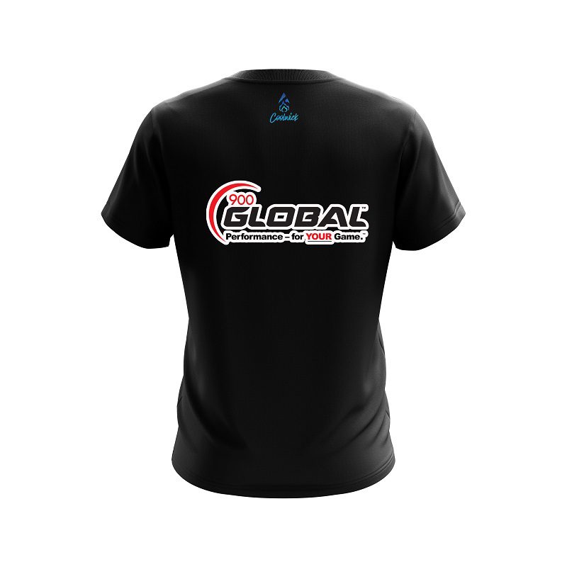 900 Global Plain Black CoolWick Bowling Jersey - Image 2