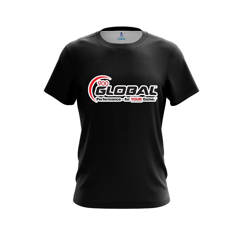 900 Global Plain Black CoolWick Bowling Jersey