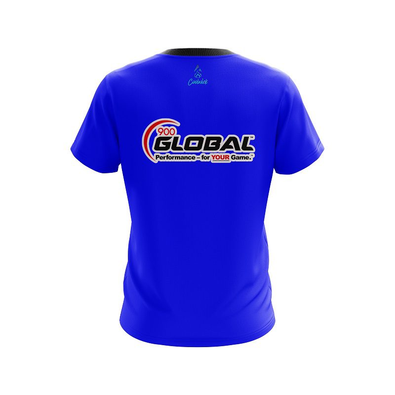 900 Global Plain Blue CoolWick Bowling Jersey - Image 2