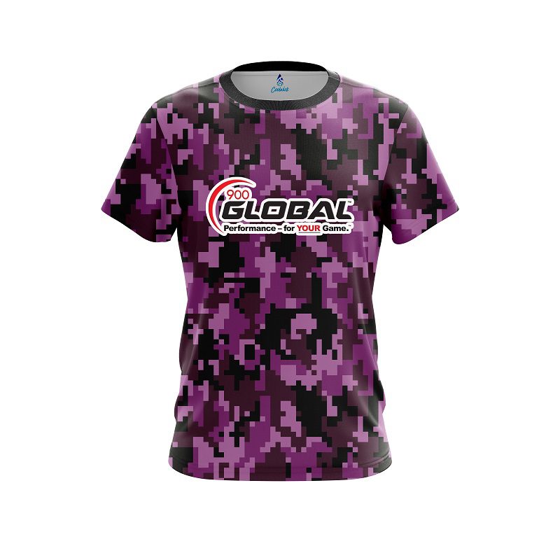 900 Global Digital Camo Purple CoolWick Bowling Jersey
