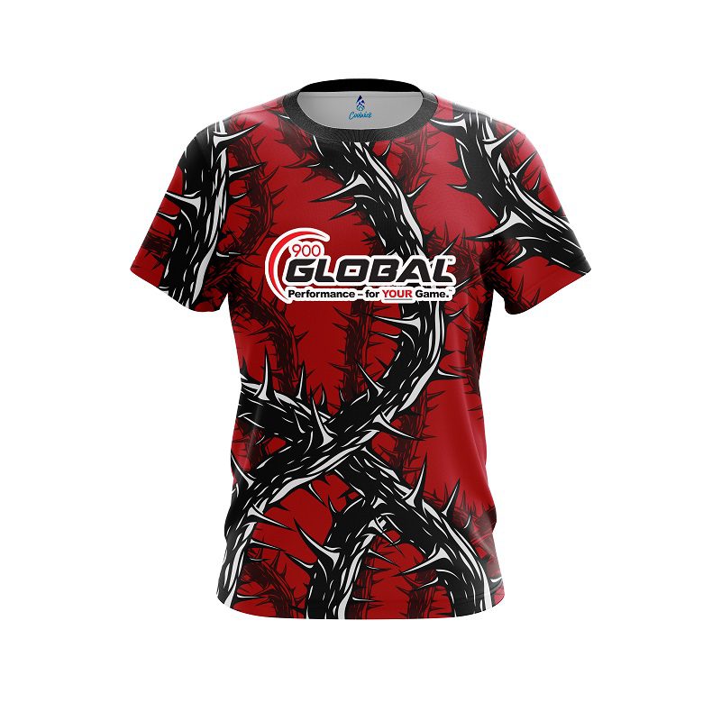 900 Global Rock And Roll Red Thorns CoolWick Bowling Jersey