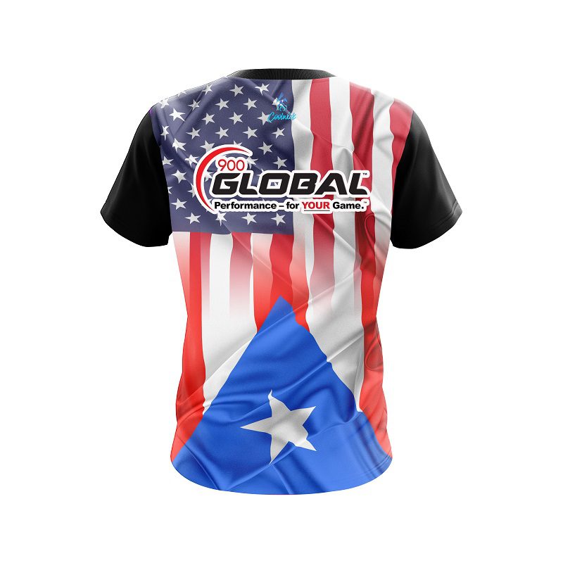 900 Global USA Puerto Rico Flag CoolWick Bowling Jersey - Image 2