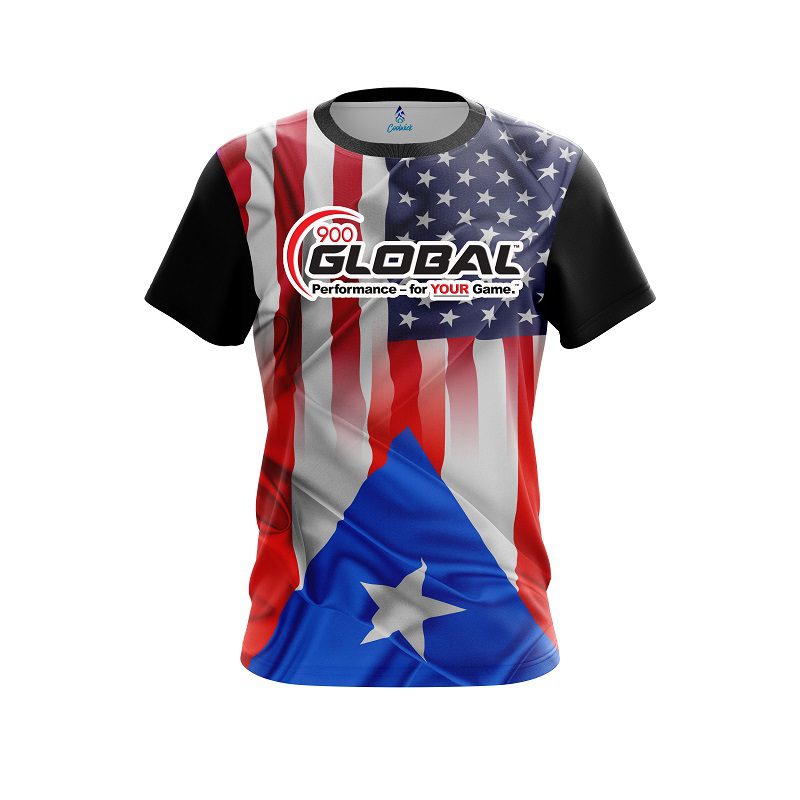 900 Global USA Puerto Rico Flag CoolWick Bowling Jersey