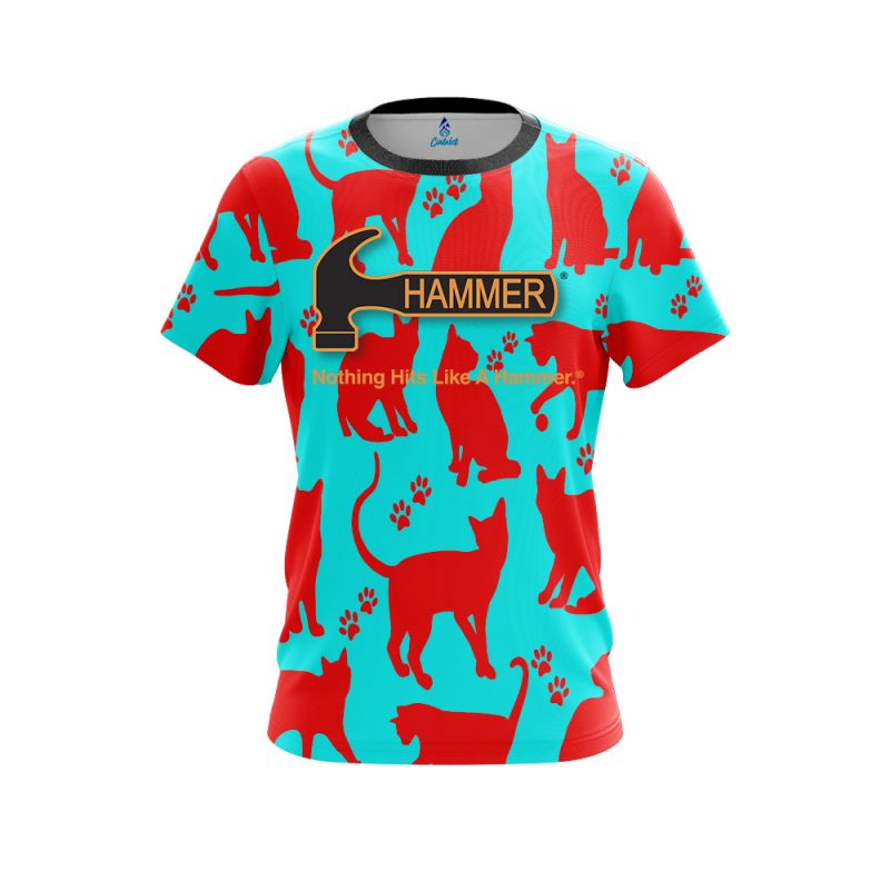 Hammer Aqua Red Cat CoolWick Bowling Jersey