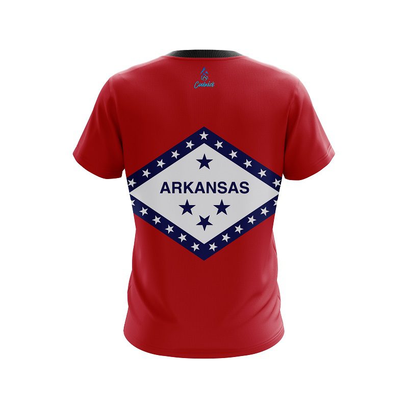 Plain Arkansas Flag CoolWick Bowling Jersey - Image 2