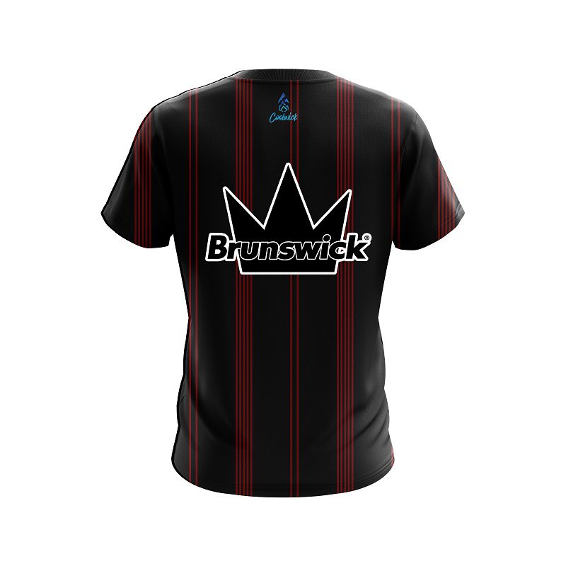Brunswick Red And Black Stripe CoolWick Bowling Jersey - Image 2