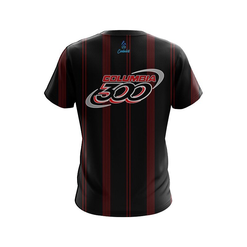 Columbia 300 Red And Black Stripe CoolWick Bowling Jersey - Image 2