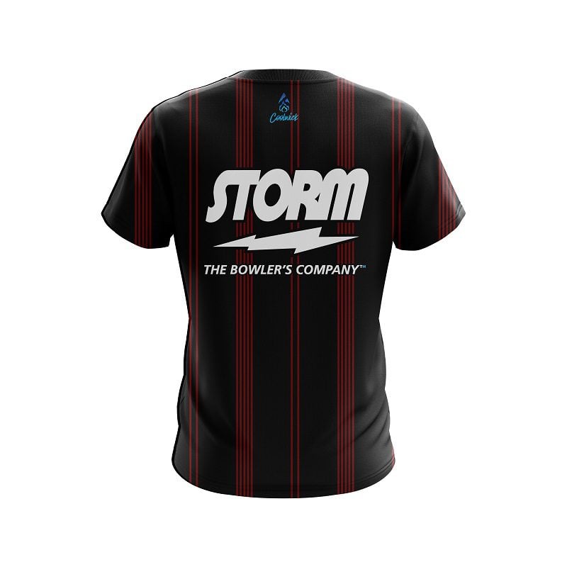 Storm Red And Black Stripe CoolWick Bowling Jersey - Image 2