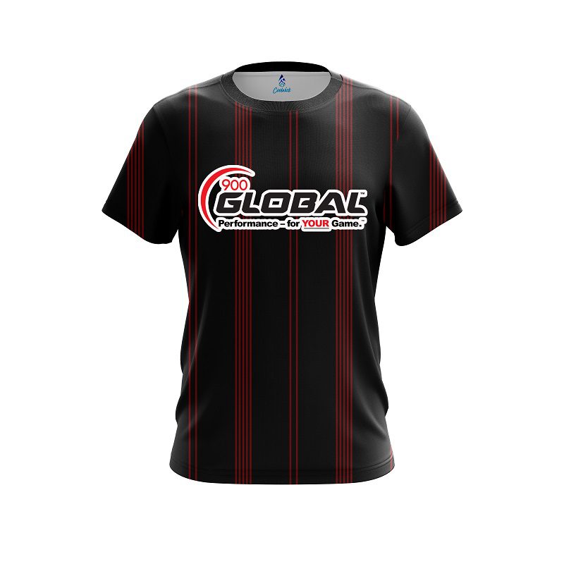 900 Global Red And Black Stripe CoolWick Bowling Jersey