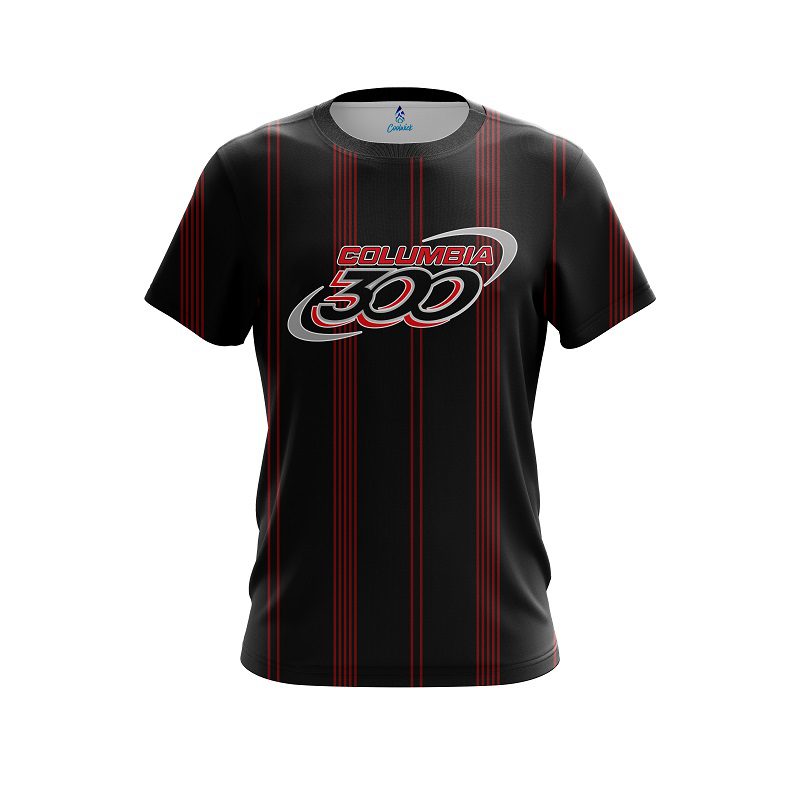 Columbia 300 Red And Black Stripe CoolWick Bowling Jersey