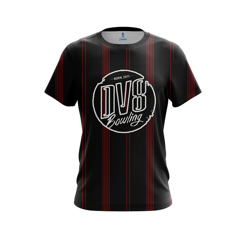 DV8 Red And Black Stripe CoolWick Bowling Jersey