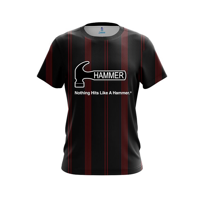 Hammer Red And Black Stripe CoolWick Bowling Jersey