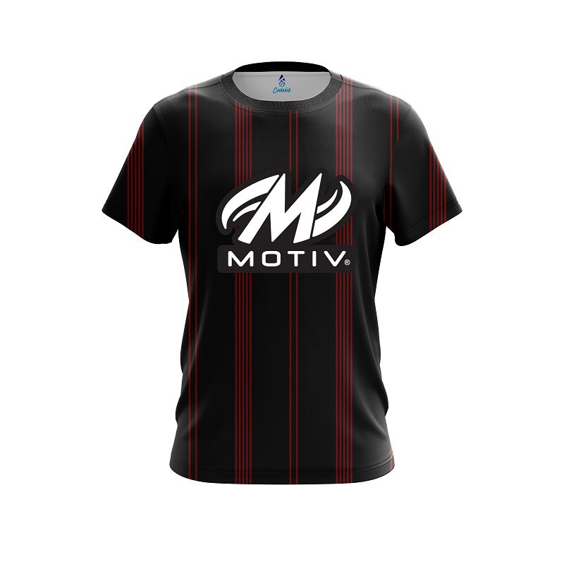 Motiv Red And Black Stripe CoolWick Bowling Jersey
