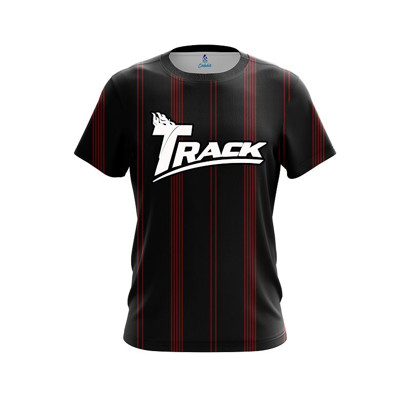 Track Red And Black Stripe CoolWick Bowling Jersey
