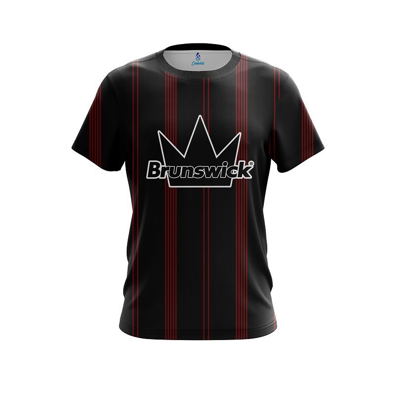 Brunswick Red And Black Stripe CoolWick Bowling Jersey