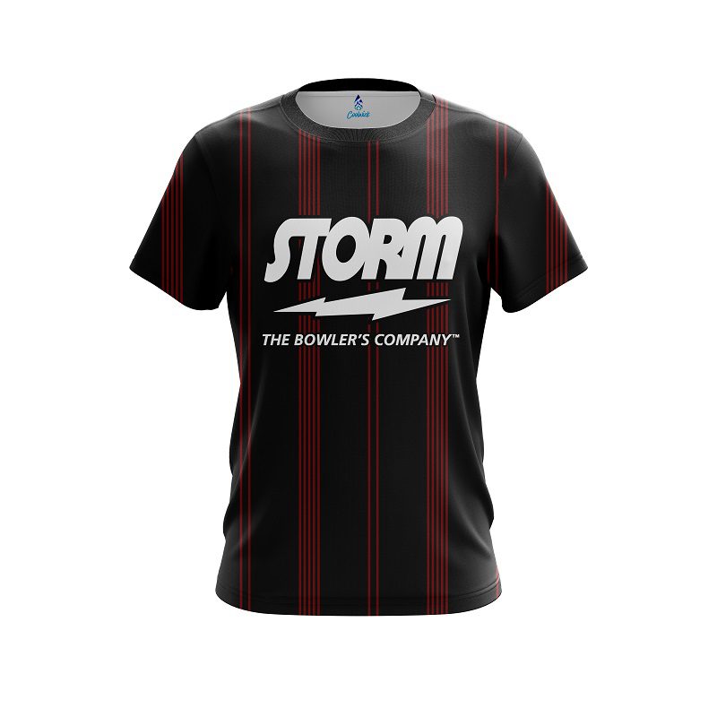 Storm Red And Black Stripe CoolWick Bowling Jersey