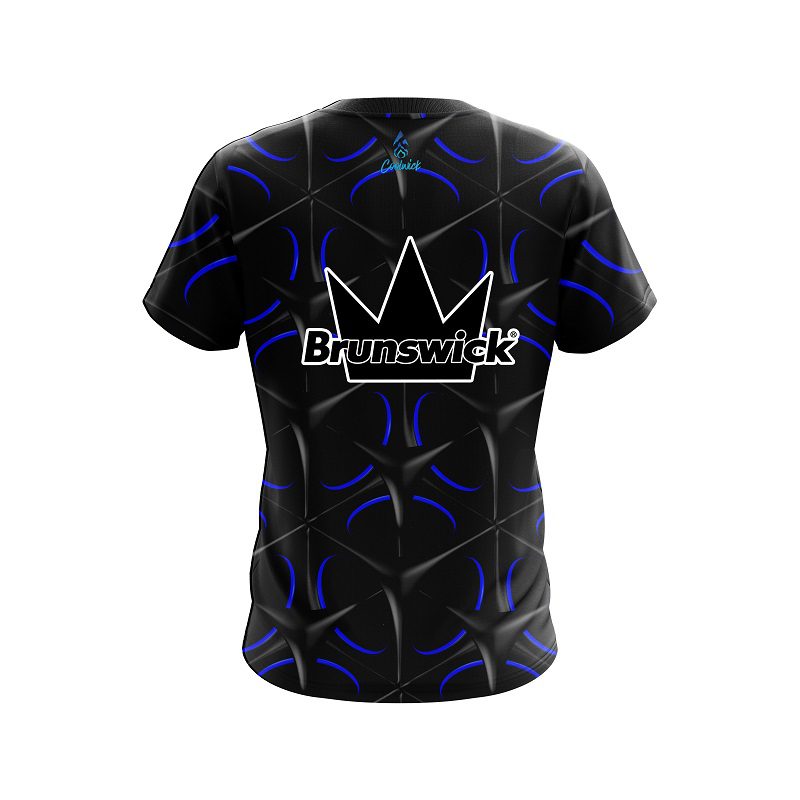 Brunswick Blue And Black Grid CoolWick Bowling Jersey - Image 2