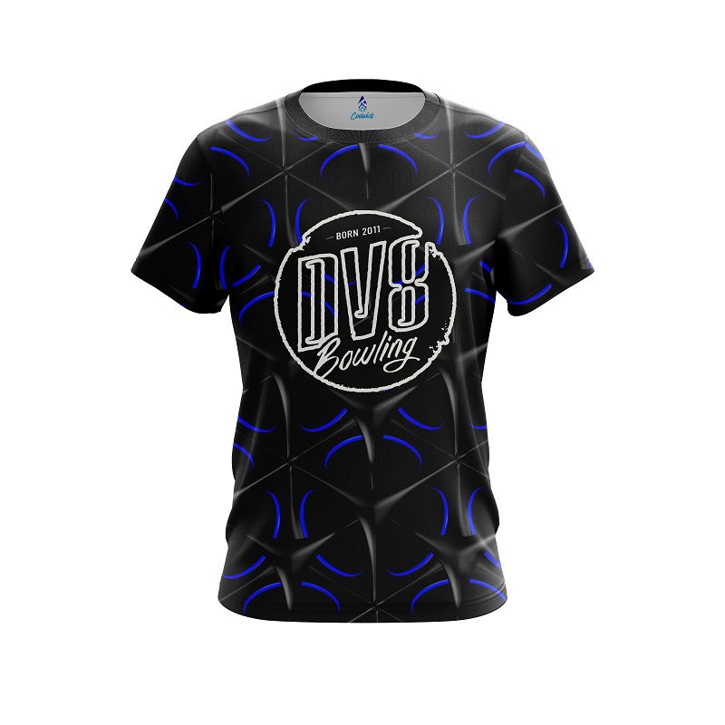 DV8 Blue And Black Grid CoolWick Bowling Jersey