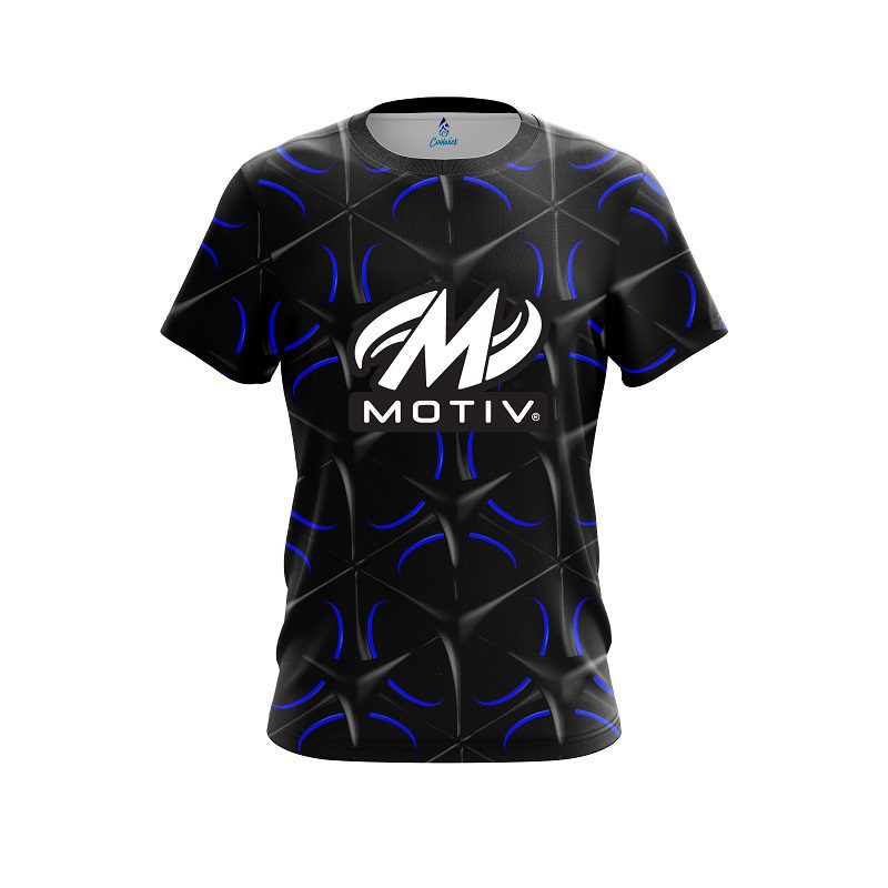 Motiv Blue And Black Grid CoolWick Bowling Jersey