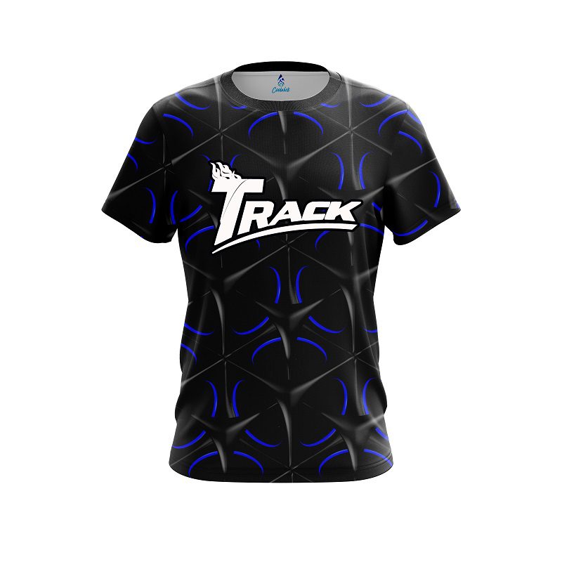 Track Blue And Black Grid CoolWick Bowling Jersey