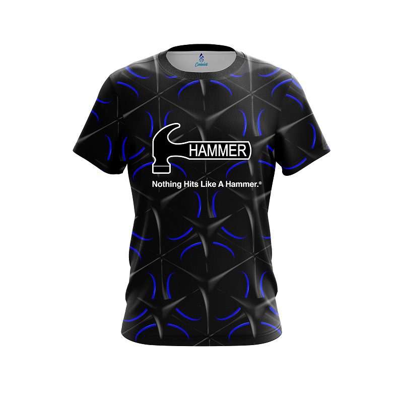 Hammer Blue And Black Grid CoolWick Bowling Jersey