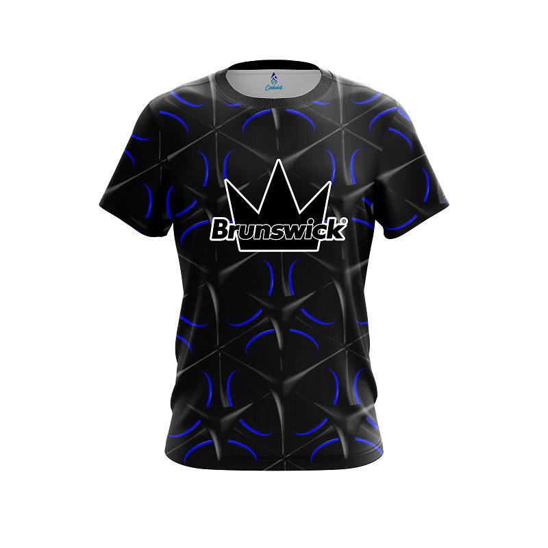 Brunswick Blue And Black Grid CoolWick Bowling Jersey