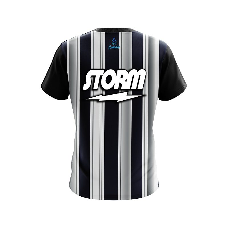 Storm Navy Blue And Silver Retro CoolWick Bowling Jersey - Image 2