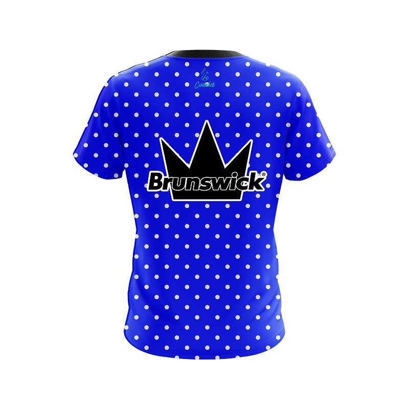 Brunswick Blue And White Dots CoolWick Bowling Jersey - Image 2