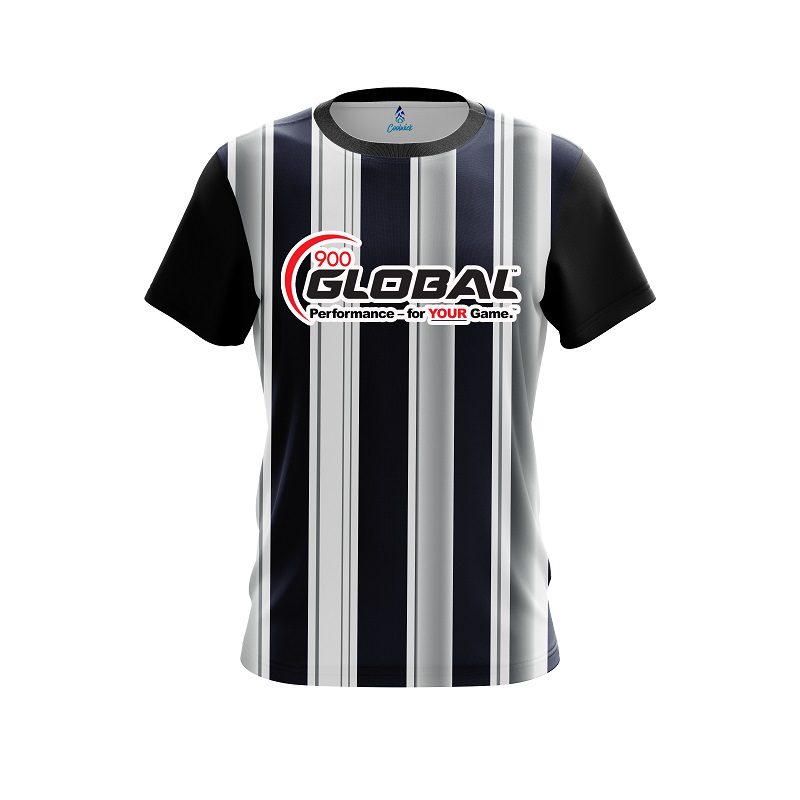 900 Global Navy Blue And Silver Retro CoolWick Bowling Jersey