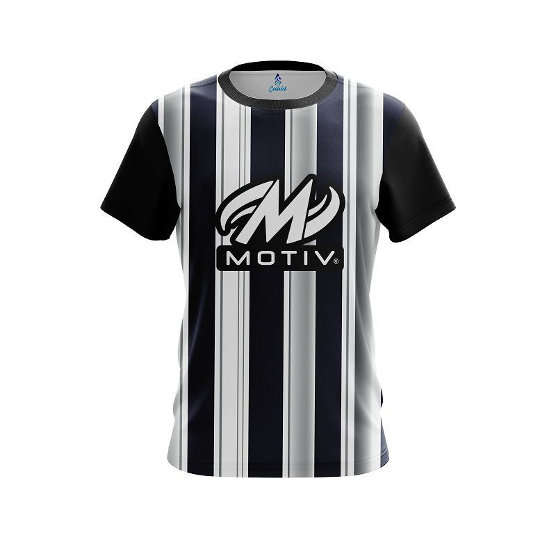 Motiv Navy Blue And Silver Retro CoolWick Bowling Jersey