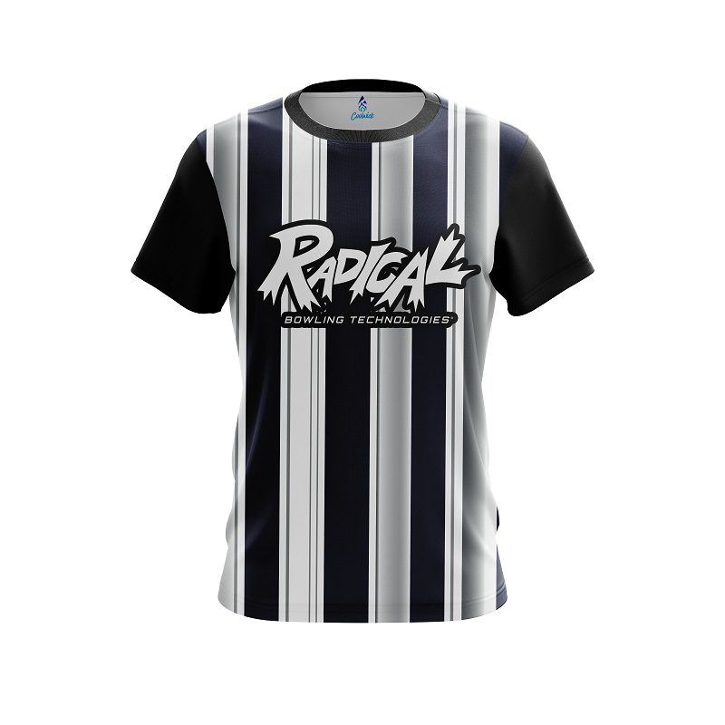 Radical  Navy Blue And Silver Retro CoolWick Bowling Jersey