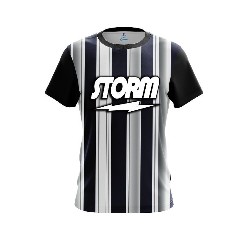 Storm Navy Blue And Silver Retro CoolWick Bowling Jersey
