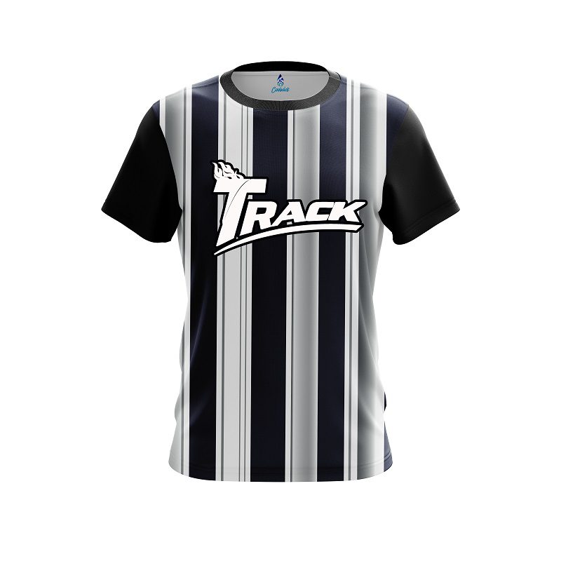 Track Navy Blue And Silver Retro CoolWick Bowling Jersey