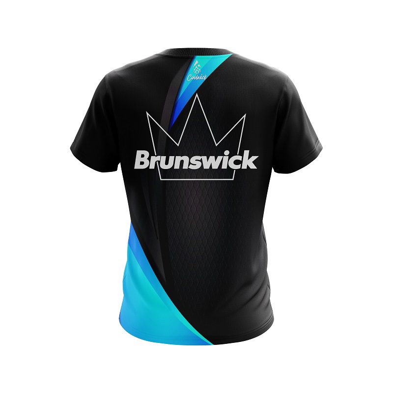 Brunswick Carbon Aqua Swirl CoolWick Bowling Jersey - Image 2