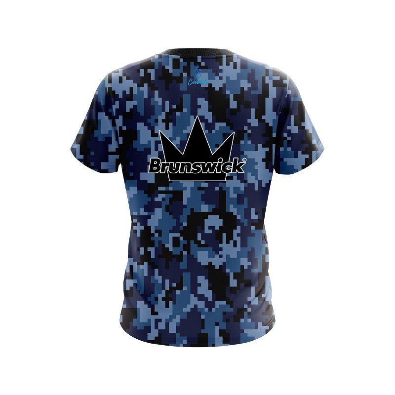 Brunswick Digital Camo Blue CoolWick Bowling Jersey - Image 2
