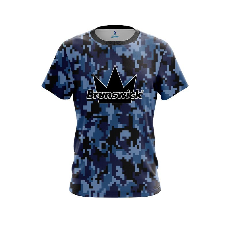 Brunswick Digital Camo Blue CoolWick Bowling Jersey