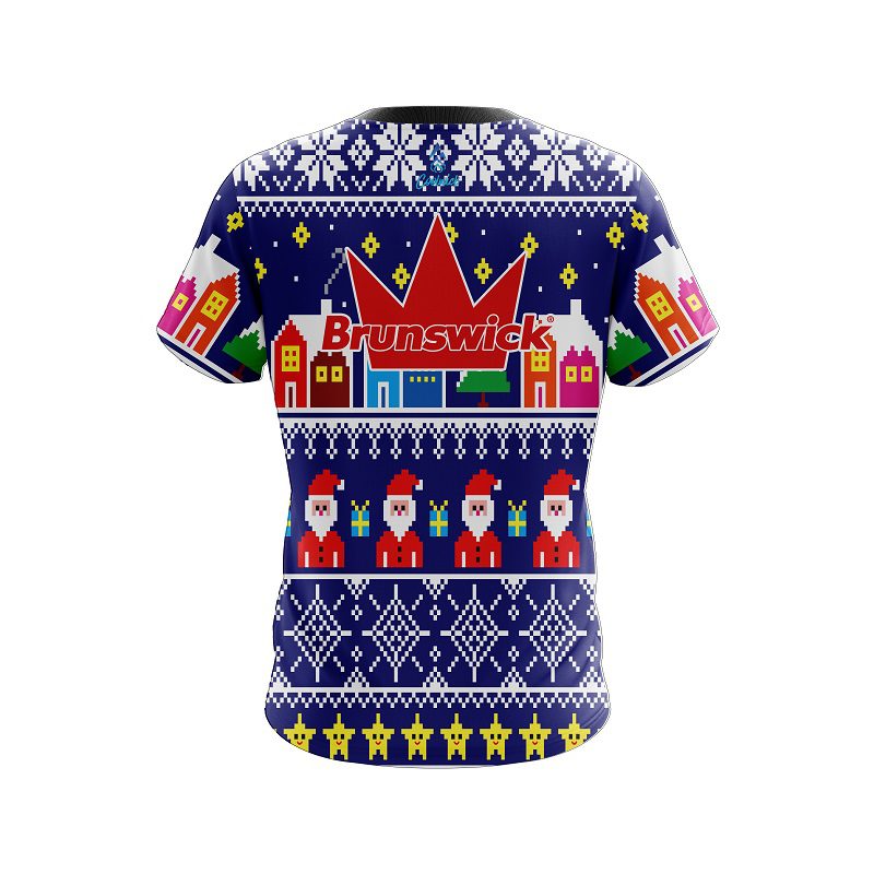 Brunswick Dirty Santa Blue CoolWick Bowling Jersey - Image 2