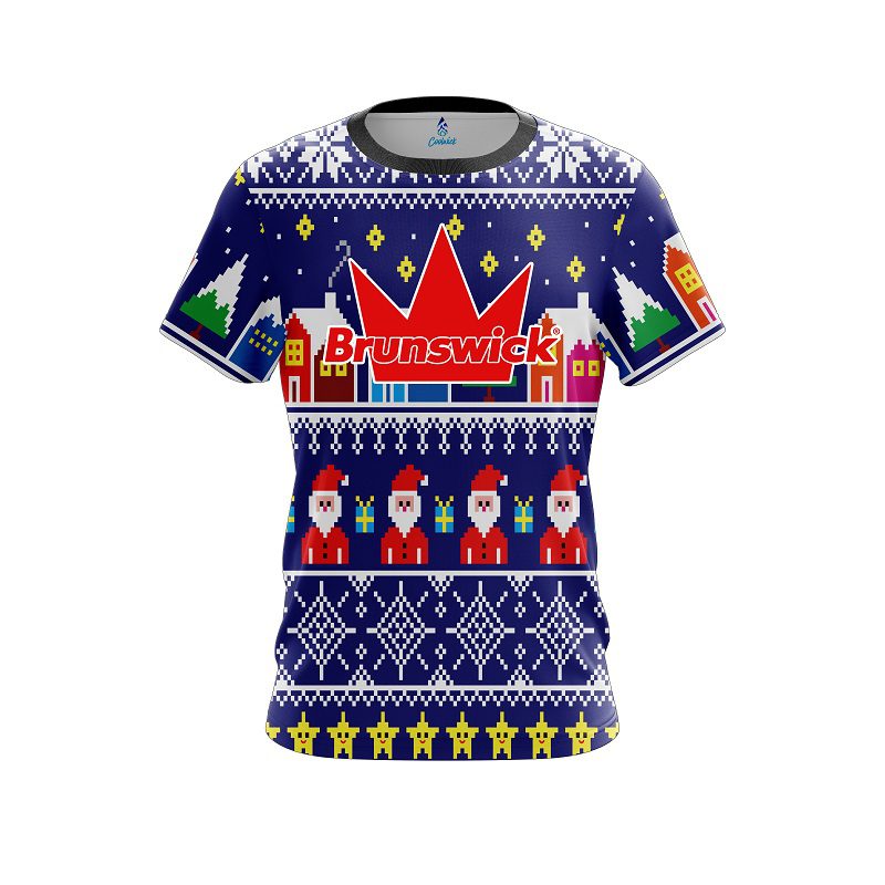 Brunswick Dirty Santa Blue CoolWick Bowling Jersey