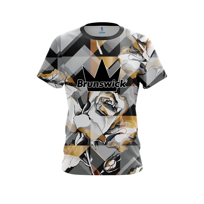 Brunswick Gold And Black Rose CoolWick Bowling Jersey