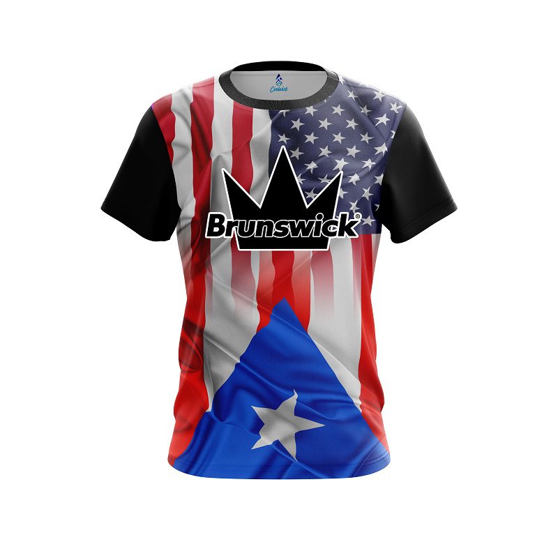 Brunswick USA Puerto Rico Flag CoolWick Bowling Jersey