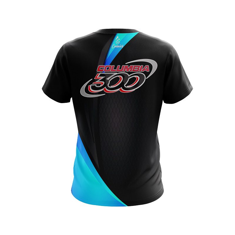 Columbia 300 Carbon Aqua Swirl CoolWick Bowling Jersey - Image 2