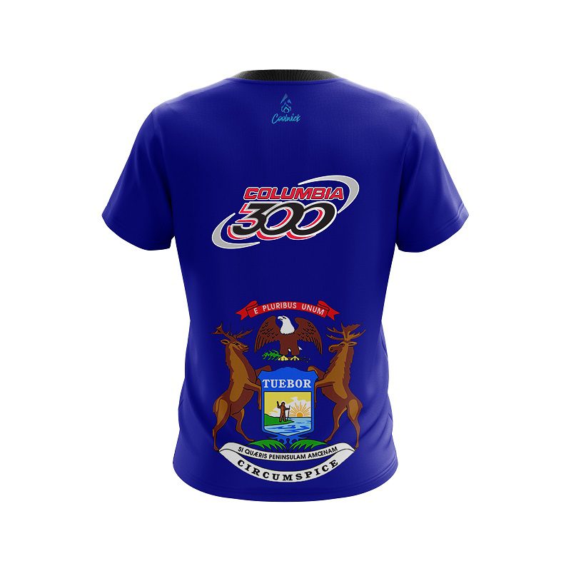 Columbia 300 Michigan Flag CoolWick Bowling Jersey - Image 2