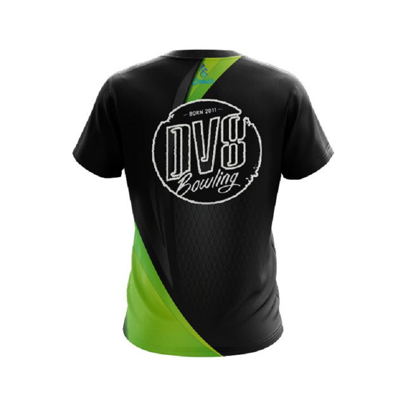 DV8 Carbon Green Swirl CoolWick Bowling Jersey - Image 2
