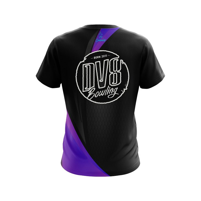 DV8 Carbon Purple Swirl CoolWick Bowling Jersey - Image 2
