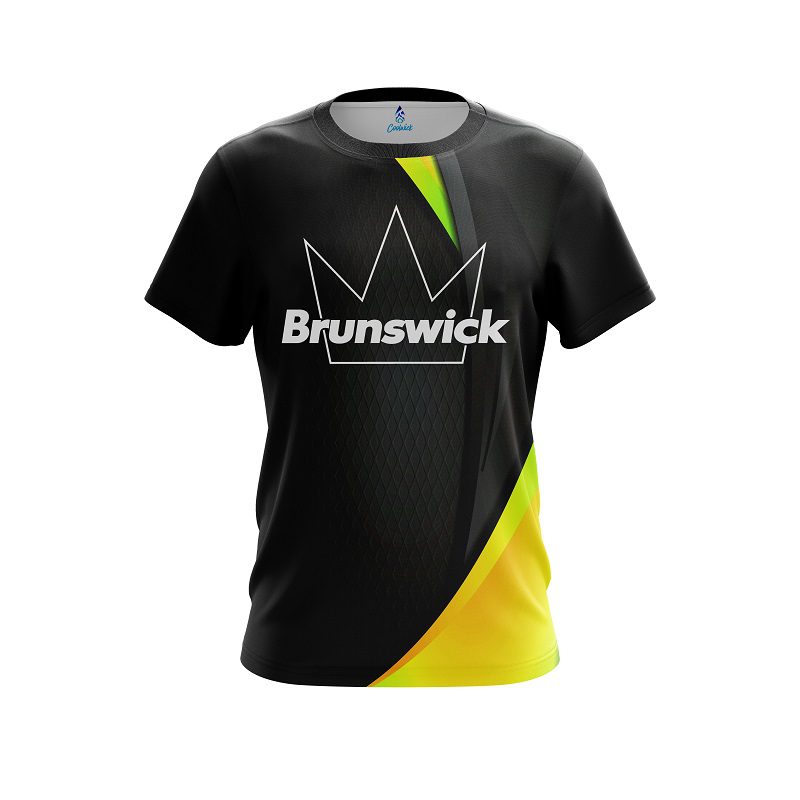 Brunswick Carbon Yellow Swirl CoolWick Bowling Jersey